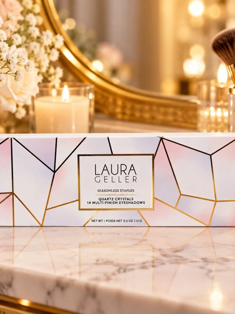 Laura Geller Quartz Crystals Eyeshadow Palette - Pink, White, Gold Accents